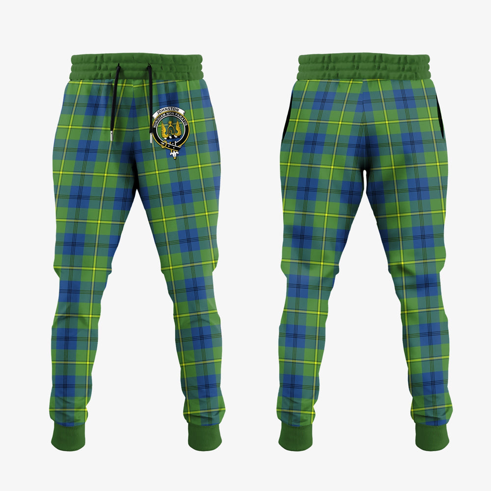 Clan Johnston Ancient Tartan Crest Jogger Sweatpants JX70 Clan Johnston Tartan Today   
