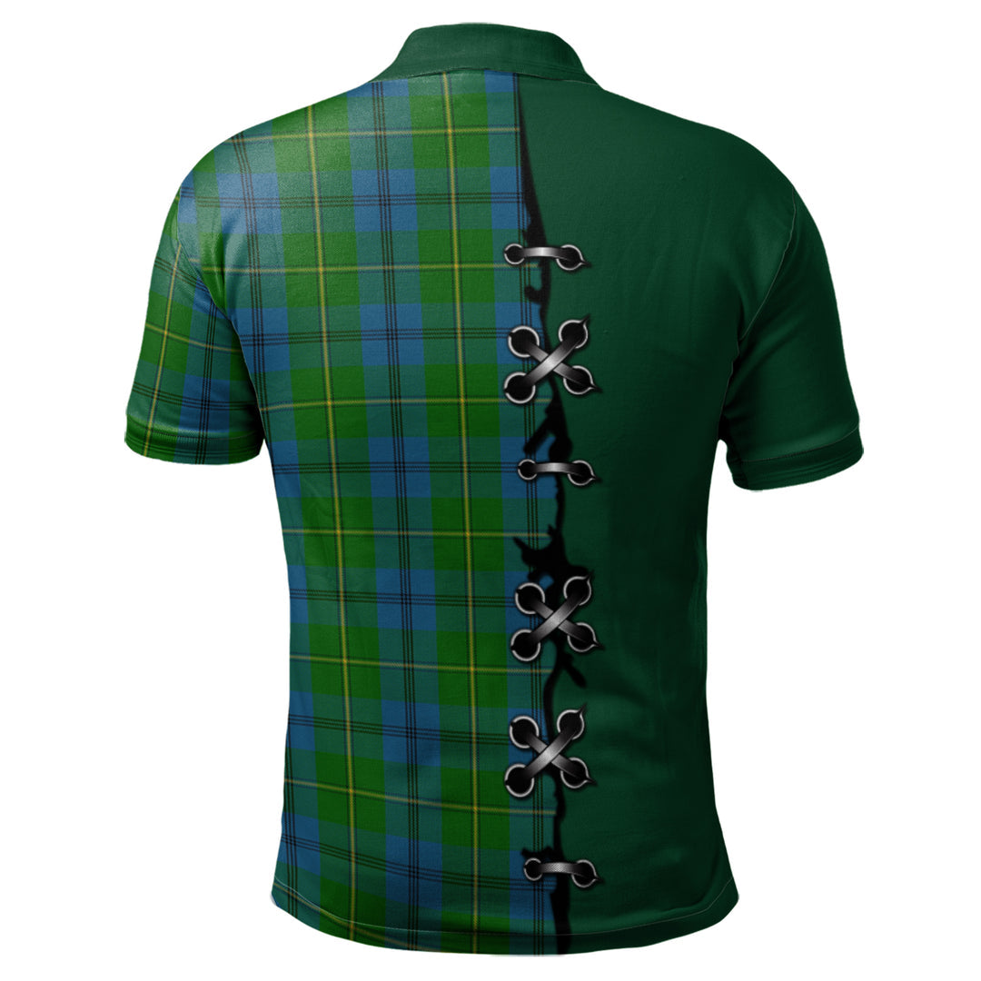 Clan Johnstone Tartan Polo Shirt - Lion Rampant And Celtic Thistle Style UX96 Johnstone Tartan Tartan Polo   