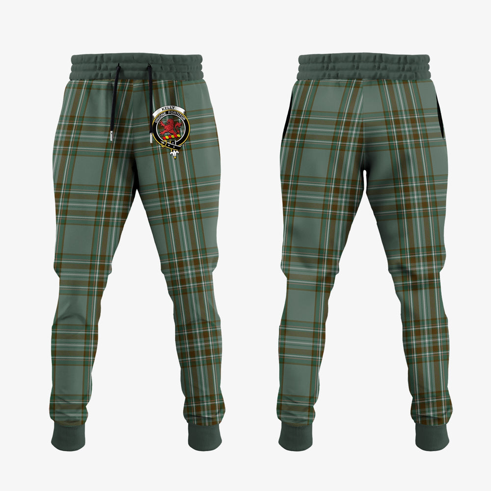Clan Kelly Dress Tartan Crest Jogger Sweatpants LW64 Clan Kelly Tartan Today   