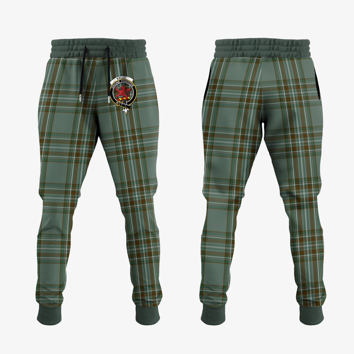 Clan Kelly Dress Tartan Crest Jogger Sweatpants LW64 Clan Kelly Tartan Today   