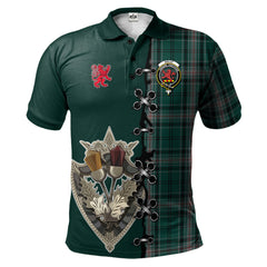 Clan Kelly of Sleat Hunting Tartan Polo Shirt - Lion Rampant And Celtic Thistle Style EL92 Kelly of Sleat Hunting Tartan Tartan Polo   
