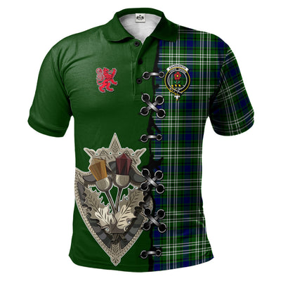 Clan Learmonth Tartan Polo Shirt - Lion Rampant And Celtic Thistle Style