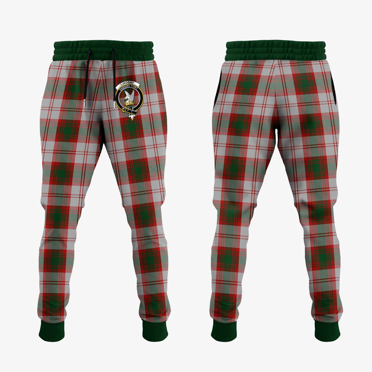 Clan Lindsay Dress Red Tartan Crest Jogger Sweatpants VO74 Clan Lindsay Tartan Today   