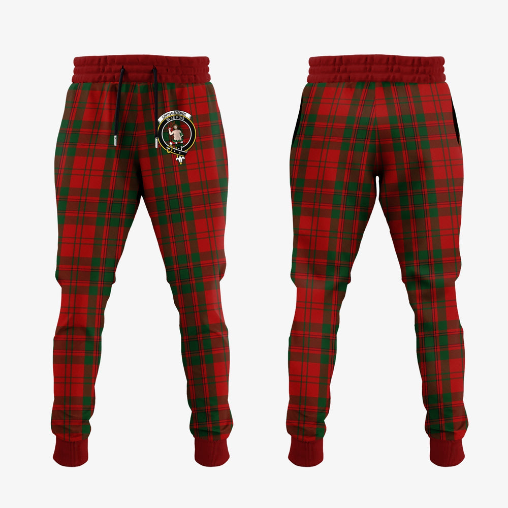 Clan Livingston Tartan Crest Jogger Sweatpants QJ12  Tartan Today   