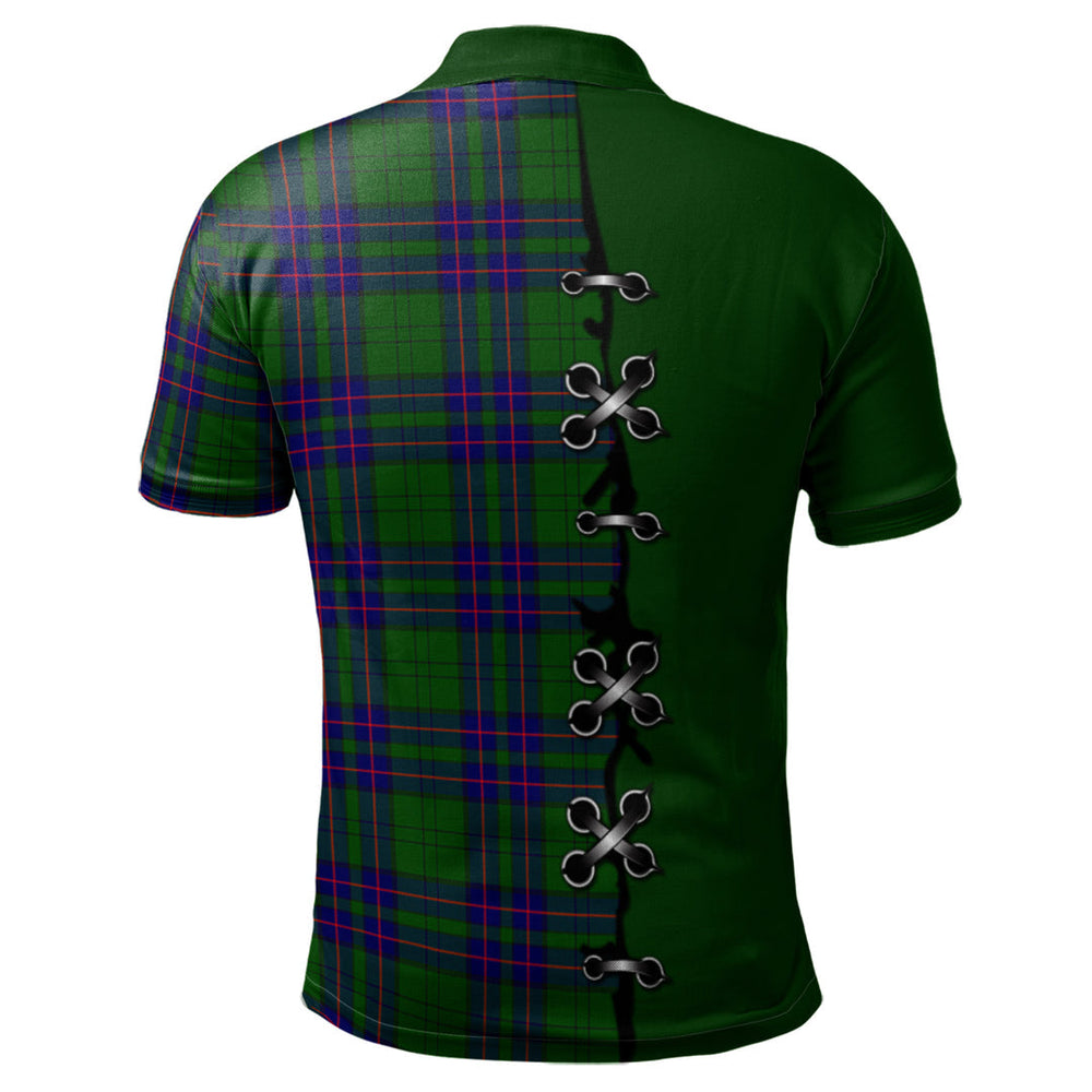 Clan Lockhart Modern Tartan Polo Shirt - Lion Rampant And Celtic Thistle Style RR91 Lockhart Modern Tartan Tartan Polo   