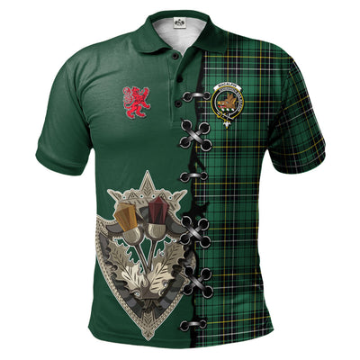 Clan MacAlpin (MacAlpine) Ancient Tartan Polo Shirt - Lion Rampant And Celtic Thistle Style