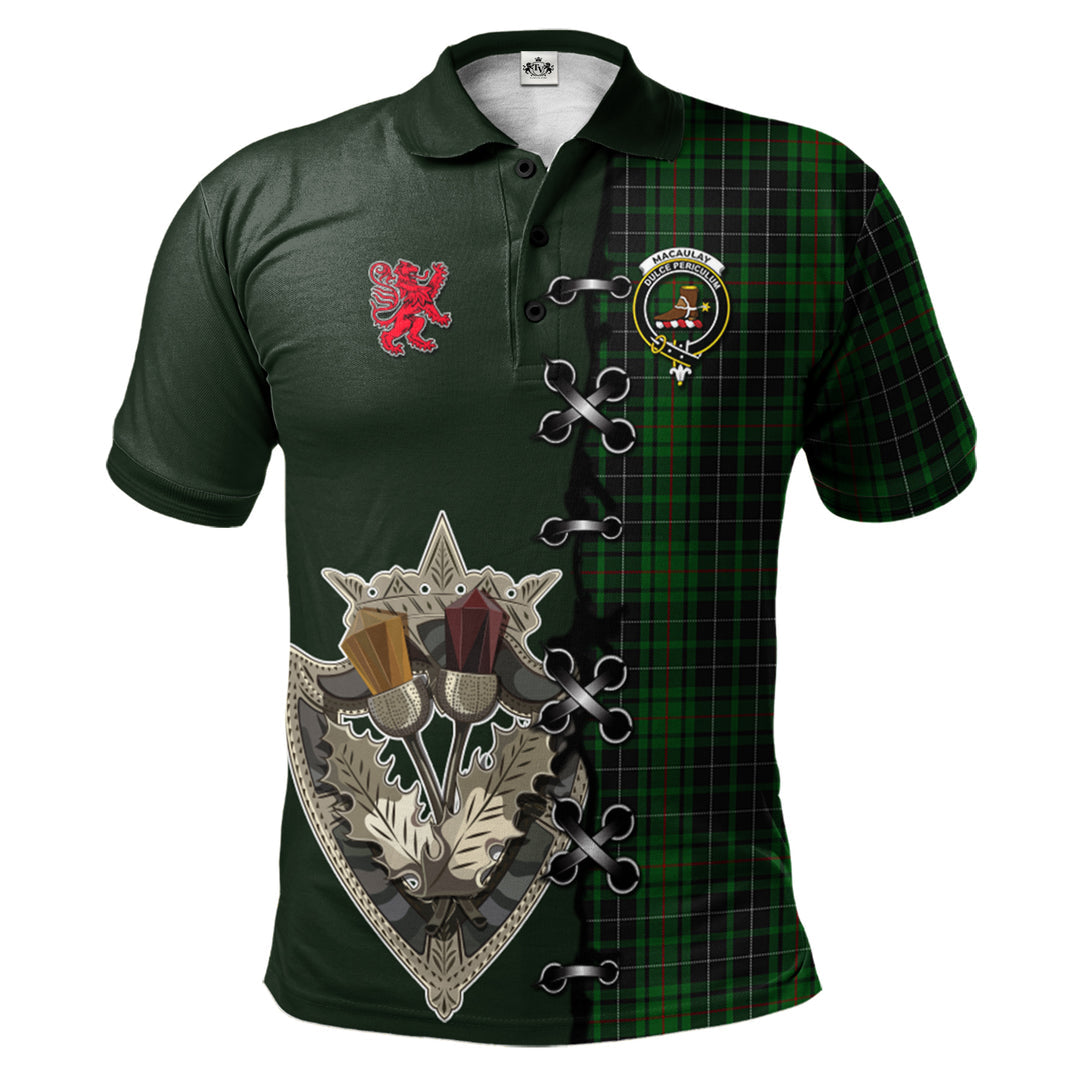 Clan MacAulay Hunting Tartan Polo Shirt - Lion Rampant And Celtic Thistle Style JI29 MacAulay Hunting Tartan Tartan Polo   