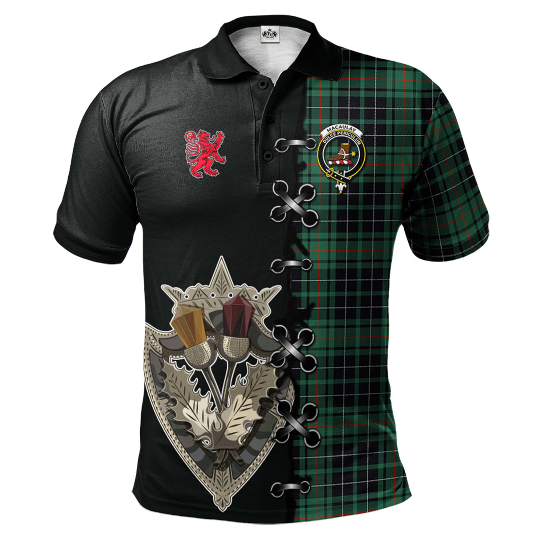 Clan MacAulay Hunting Ancient Tartan Polo Shirt - Lion Rampant And Celtic Thistle Style UT85 MacAulay Hunting Ancient Tartan Tartan Polo   