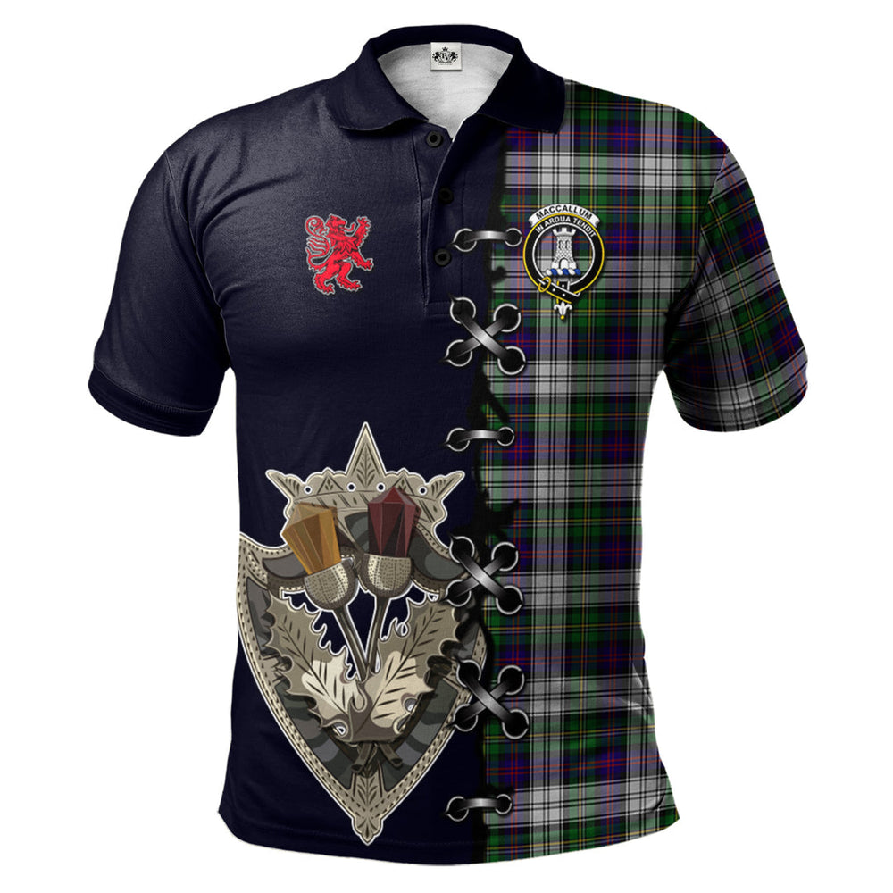 Clan MacCallum Dress Tartan Polo Shirt - Lion Rampant And Celtic Thistle Style NG49 MacCallum Dress Tartan Tartan Polo   