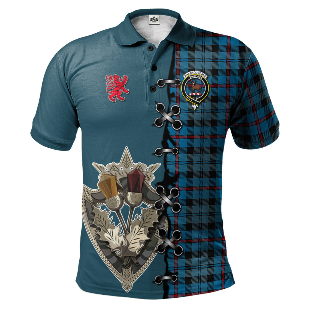 Clan MacCorquodale Tartan Polo Shirt - Lion Rampant And Celtic Thistle Style LC29 MacCorquodale Tartan Tartan Polo   