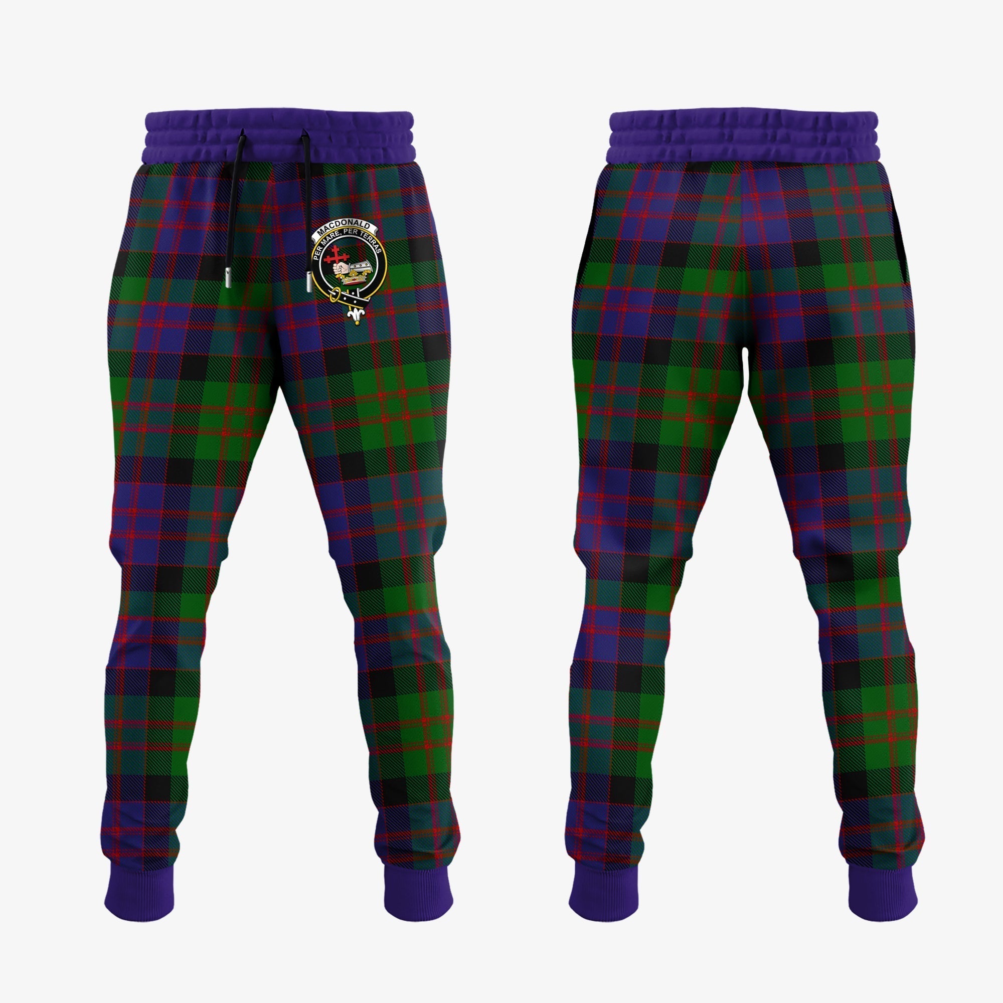 Clan MacDonald Tartan Crest Jogger Sweatpants QB78 Clan MacDonald Tartan Today   