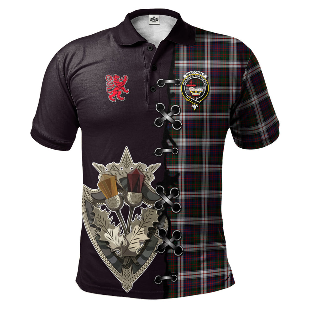 Clan MacDonald Dress Tartan Polo Shirt - Lion Rampant And Celtic Thistle Style SB51 MacDonald Dress Tartan Tartan Polo   