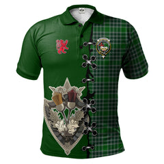 Clan MacDonald, Lord of the Isles Hunting Tartan Polo Shirt - Lion Rampant And Celtic Thistle Style UE80 MacDonald, Lord of the Isles Hunting Tartan Tartan Polo   
