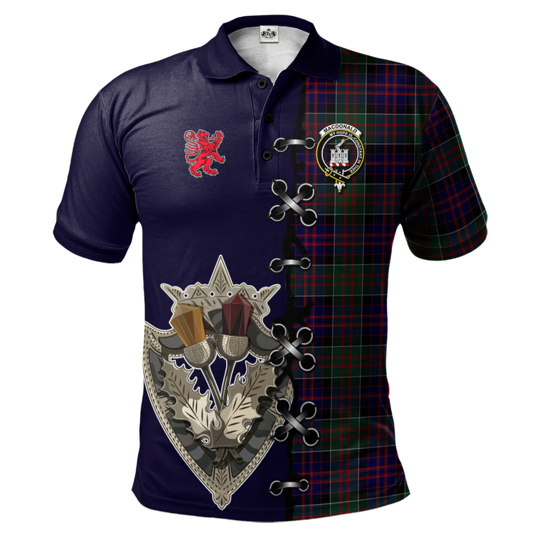 Clan MacDonald of Clanranald Tartan Polo Shirt - Lion Rampant And Celtic Thistle Style UU86 MacDonald of Tartanranald Tartan Tartan Polo   