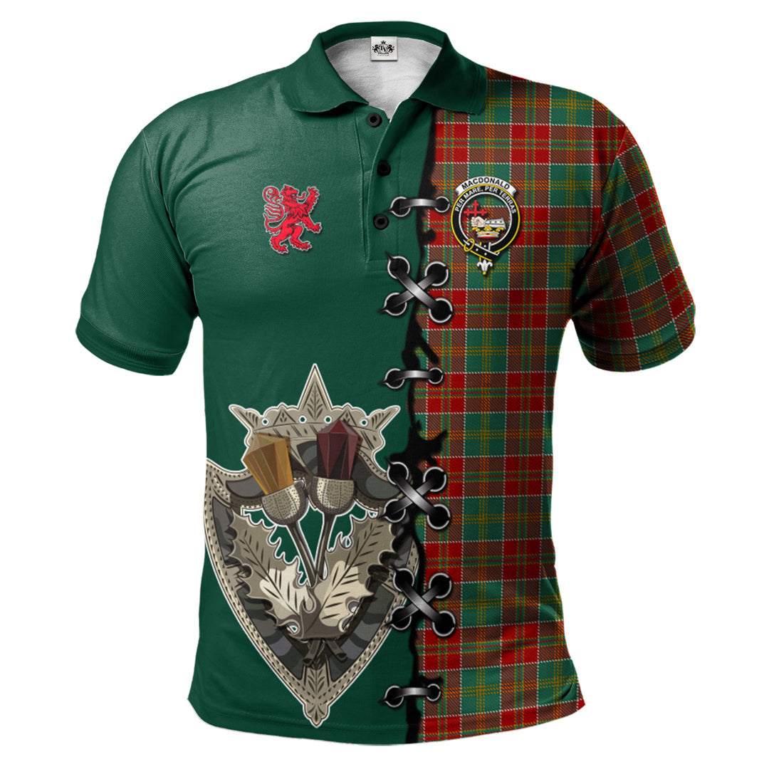 Clan MacDonald of Kingsburgh Tartan Polo Shirt - Lion Rampant And Celtic Thistle Style OO53 MacDonald of Kingsburgh Tartan Tartan Polo   