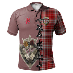 Clan MacDougal Dress Tartan Polo Shirt - Lion Rampant And Celtic Thistle Style DF38 MacDougal Dress Tartan Tartan Polo   
