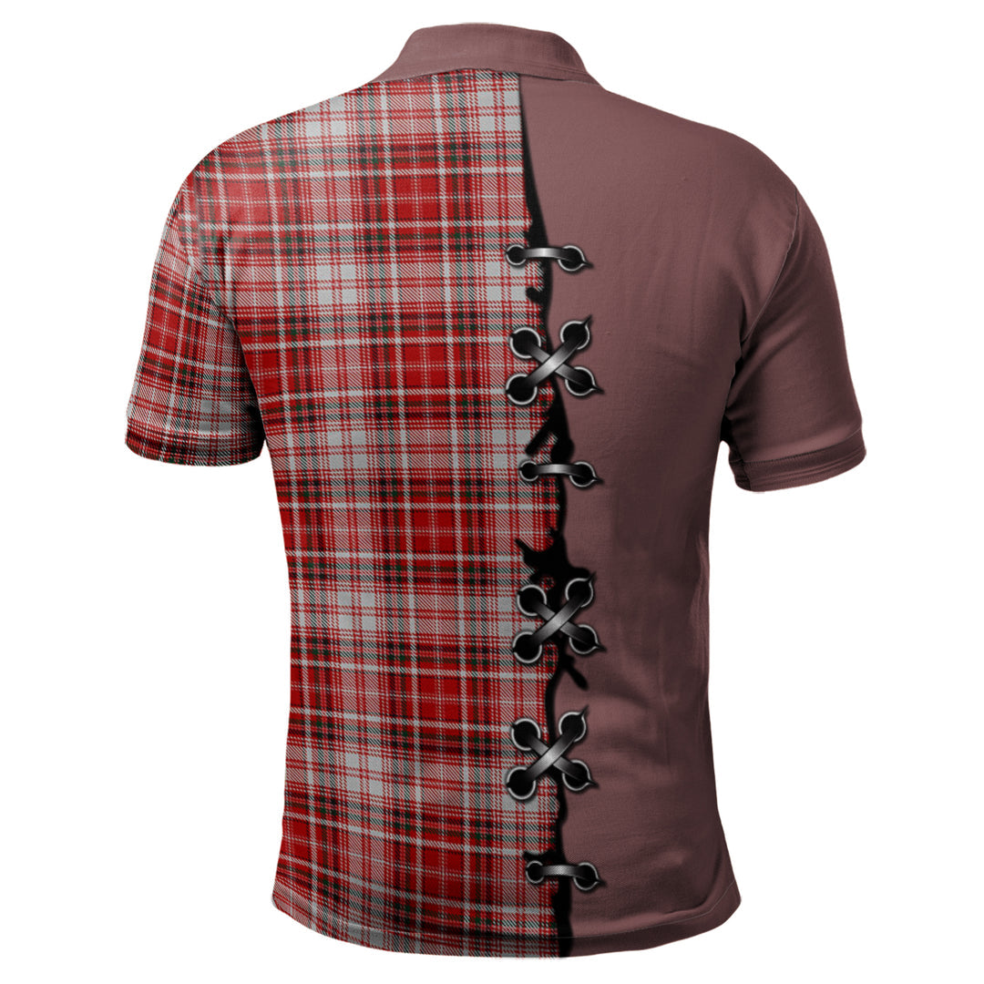 Clan MacDougal Dress Tartan Polo Shirt - Lion Rampant And Celtic Thistle Style DF38 MacDougal Dress Tartan Tartan Polo   