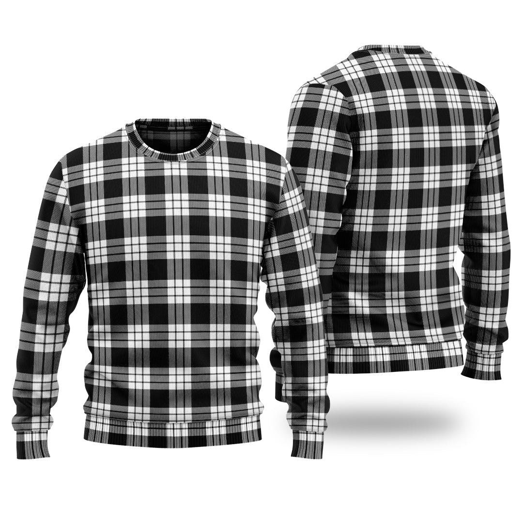 Clan MacFarlane Black White Tartan Christmas Ugly Sweater FV80 MacFarlane Black White Tartan Tartan Sweater   