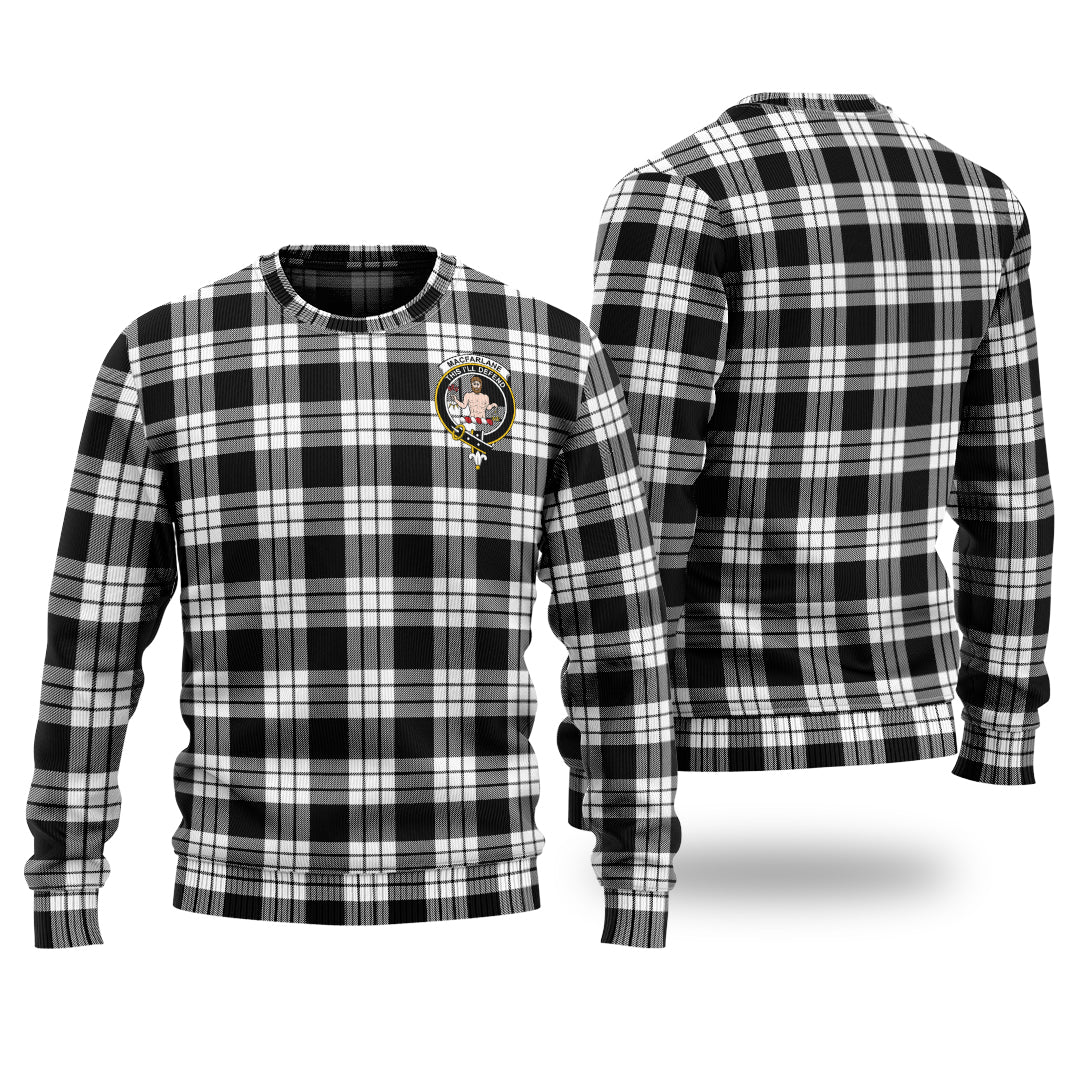 Clan MacFarlane Black White Tartan Christmas Ugly Sweater FV80 MacFarlane Black White Tartan Tartan Sweater   