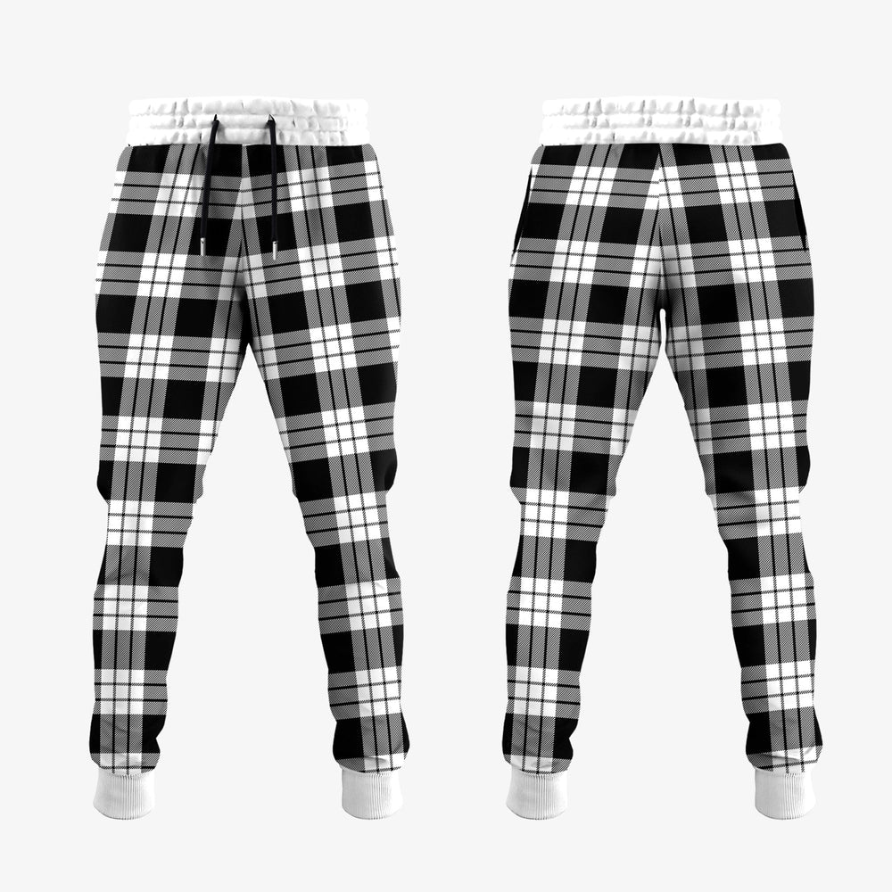 Clan MacFarlane Black White Tartan Crest Jogger Sweatpants TP73 Clan MacFarlane Tartan Today   
