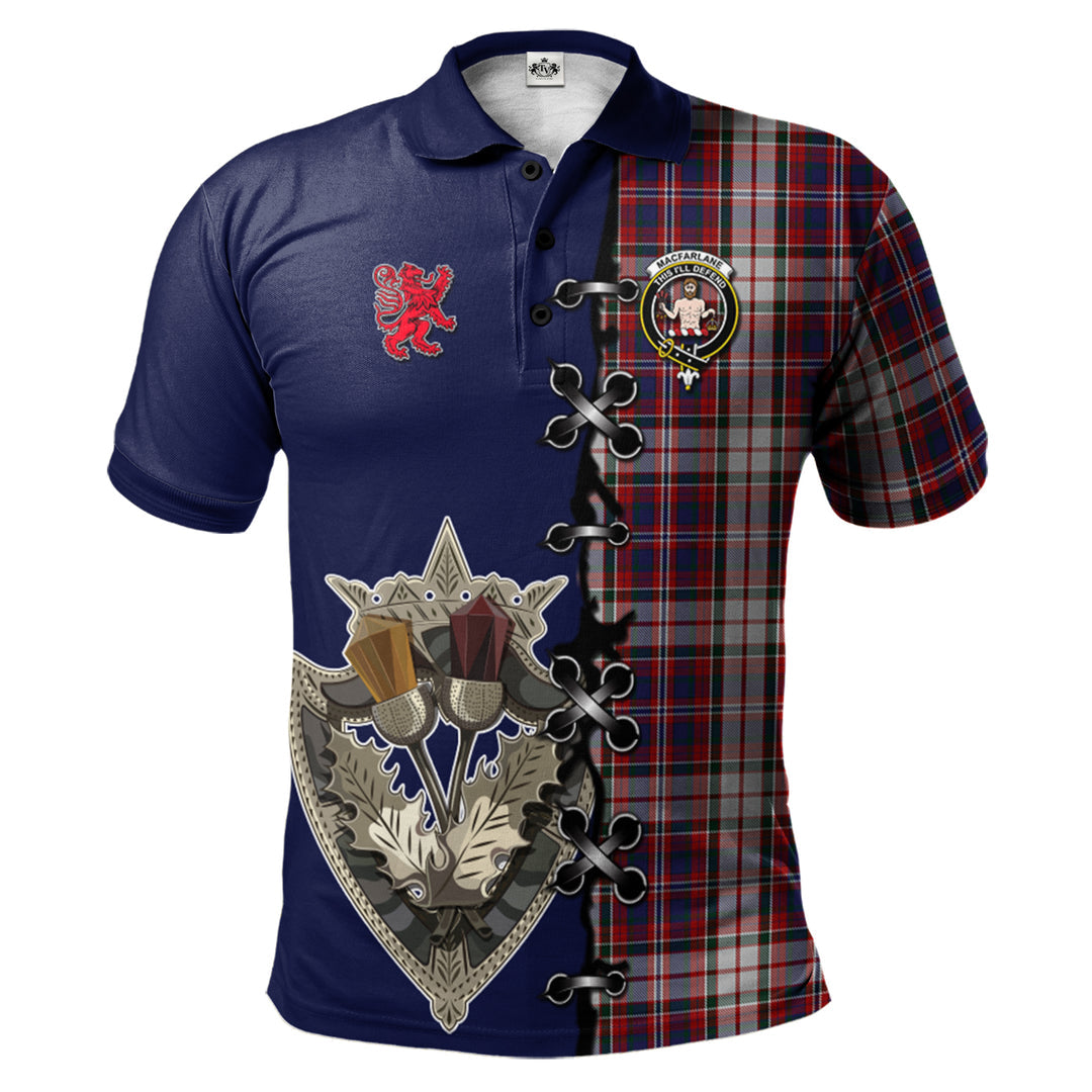 Clan MacFarlane Dress Tartan Polo Shirt - Lion Rampant And Celtic Thistle Style YY75 MacFarlane Dress Tartan Tartan Polo   