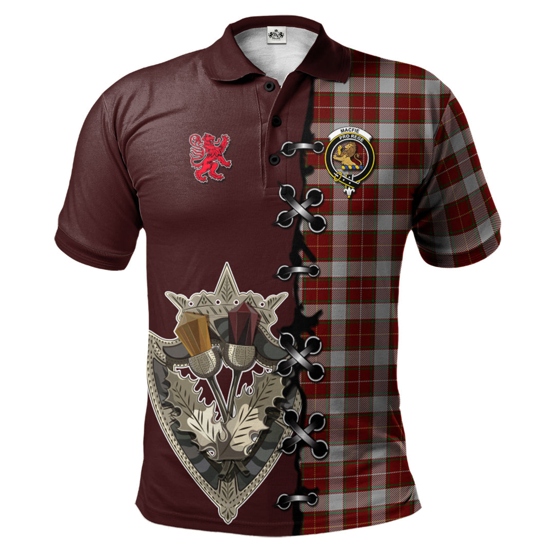 Clan MacFie Dress Tartan Polo Shirt - Lion Rampant And Celtic Thistle Style RT50 MacFie Dress Tartan Tartan Polo   