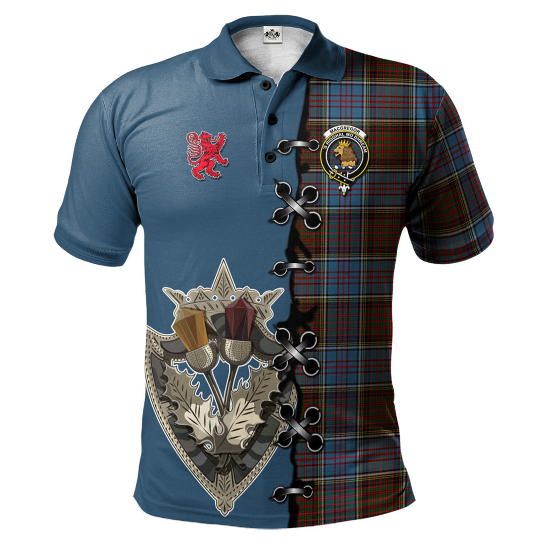 Clan MacGregor Hastie Tartan Polo Shirt - Lion Rampant And Celtic Thistle Style ZT84 MacGregor Hastie Tartan Tartan Polo   