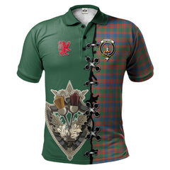 Clan MacIntyre Ancient Tartan Polo Shirt - Lion Rampant And Celtic Thistle Style IR34 MacIntyre Ancient Tartan Tartan Polo   