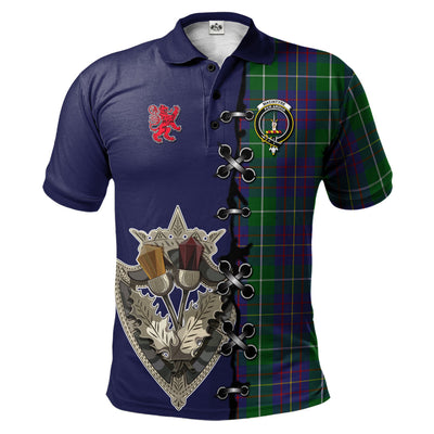 Clan MacIntyre Inglis Tartan Polo Shirt - Lion Rampant And Celtic Thistle Style