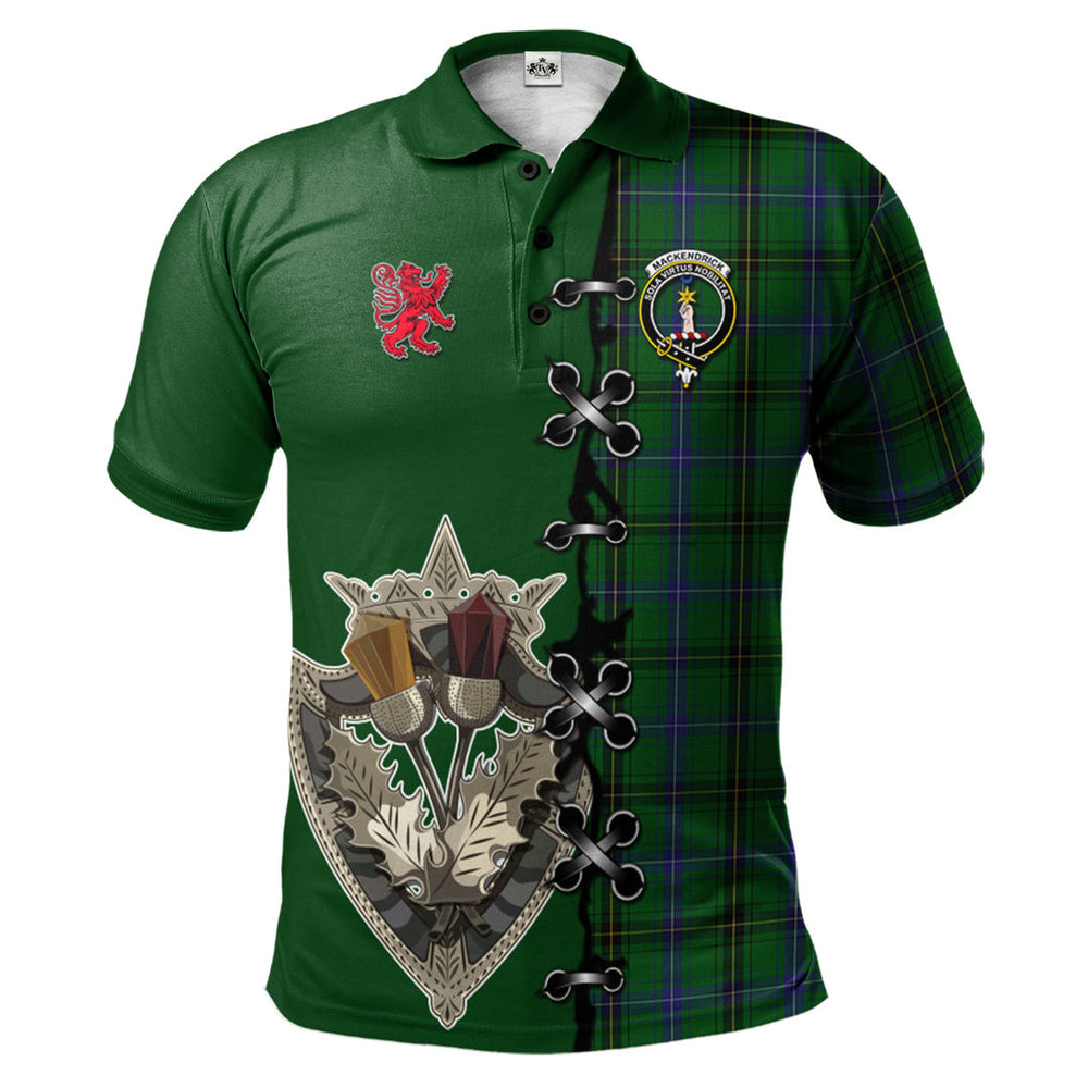 Clan MacKendrick Tartan Polo Shirt - Lion Rampant And Celtic Thistle Style TW10 MacKendrick Tartan Tartan Polo   