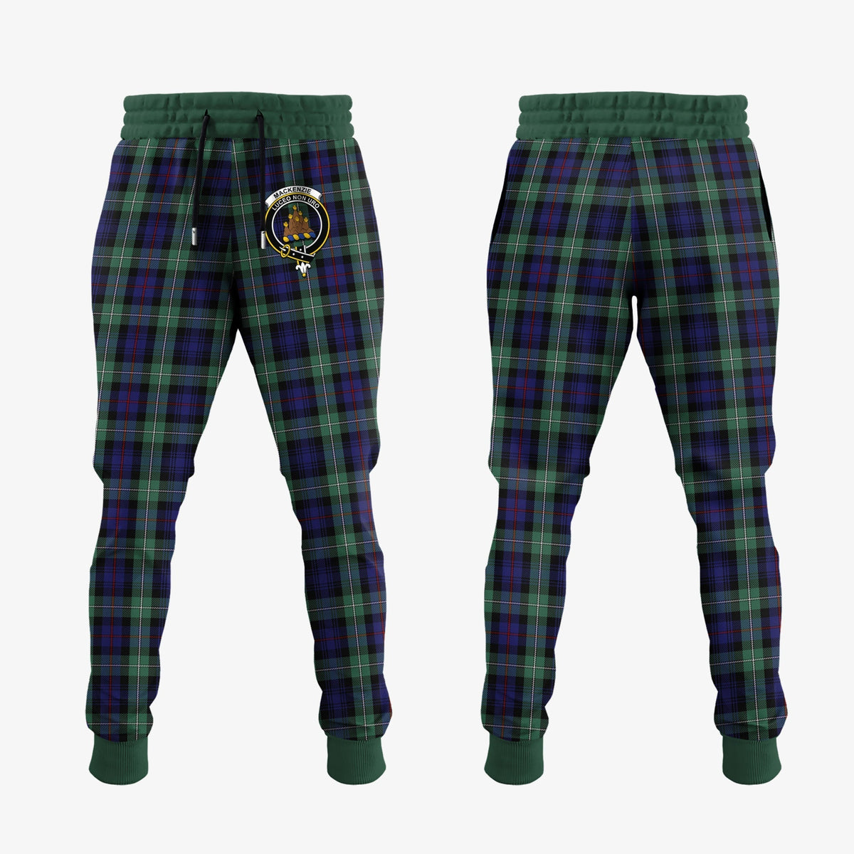 Clan MacKenzie Hunting Green Tartan Crest Jogger Sweatpants DR61 Clan MacKenzie Clan MacKenzie   