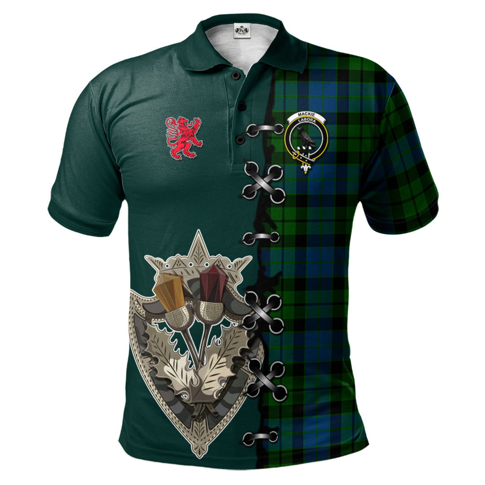 Clan MacKie Tartan Polo Shirt - Lion Rampant And Celtic Thistle Style TE37 MacKie Tartan Tartan Polo   