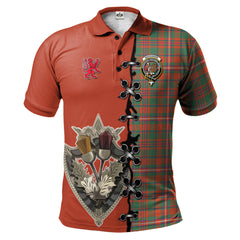 Clan MacKinnon Ancient Tartan Polo Shirt - Lion Rampant And Celtic Thistle Style ZE51 MacKinnon Ancient Tartan Tartan Polo   
