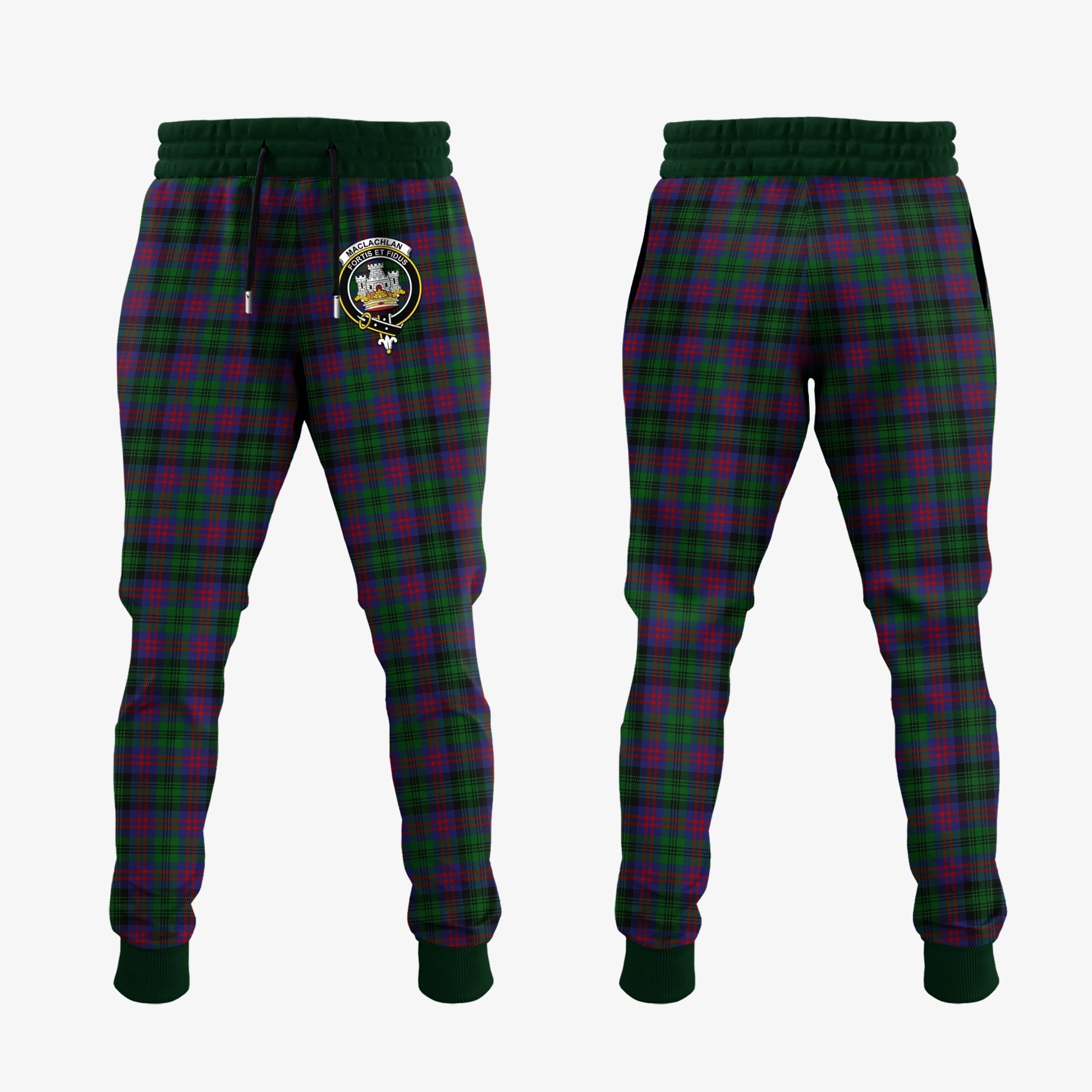 Clan MacLachlan Hunting Tartan Crest Jogger Sweatpants AK48  Tartan Today   