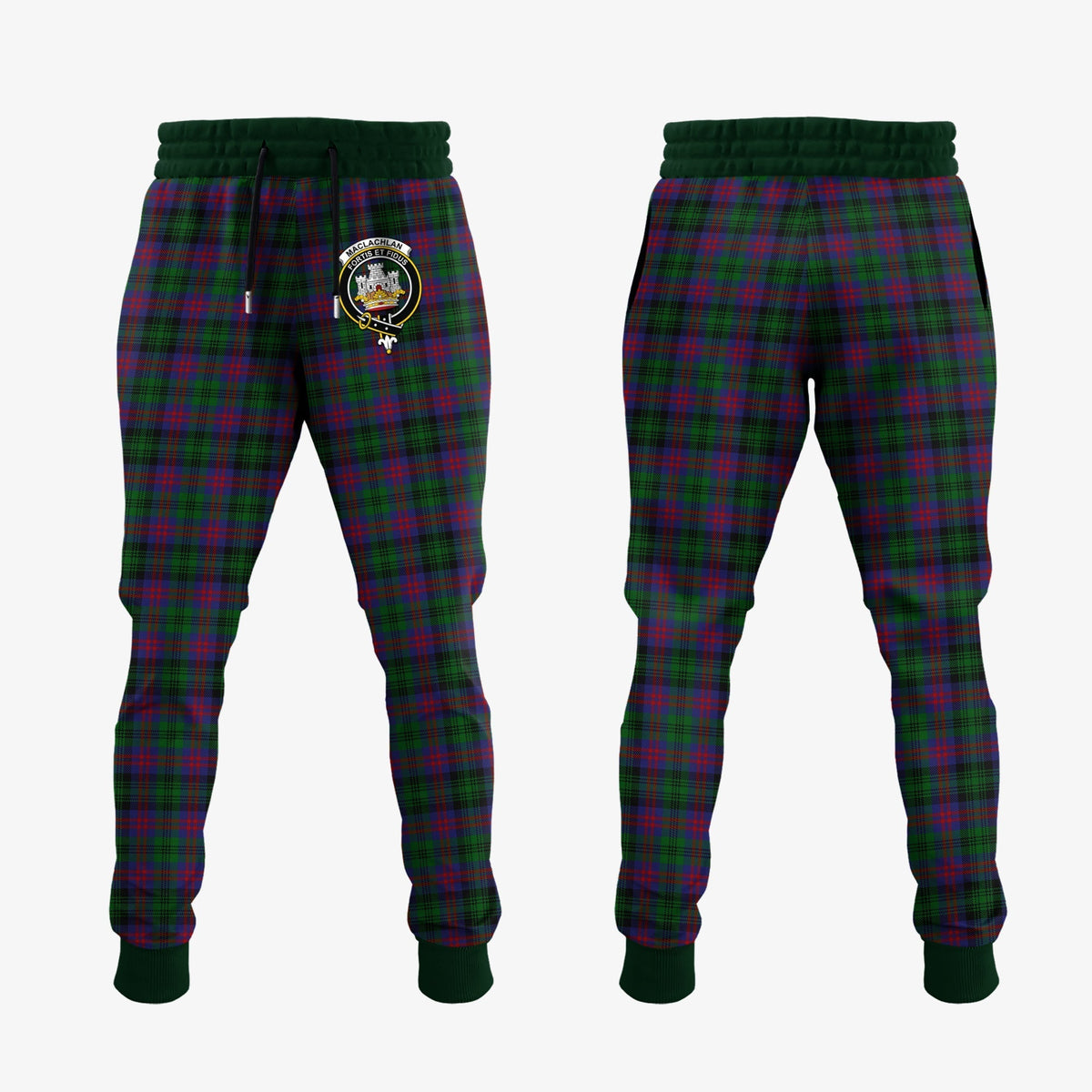 Clan MacLachlan Hunting Tartan Crest Jogger Sweatpants AK48  Tartan Today   