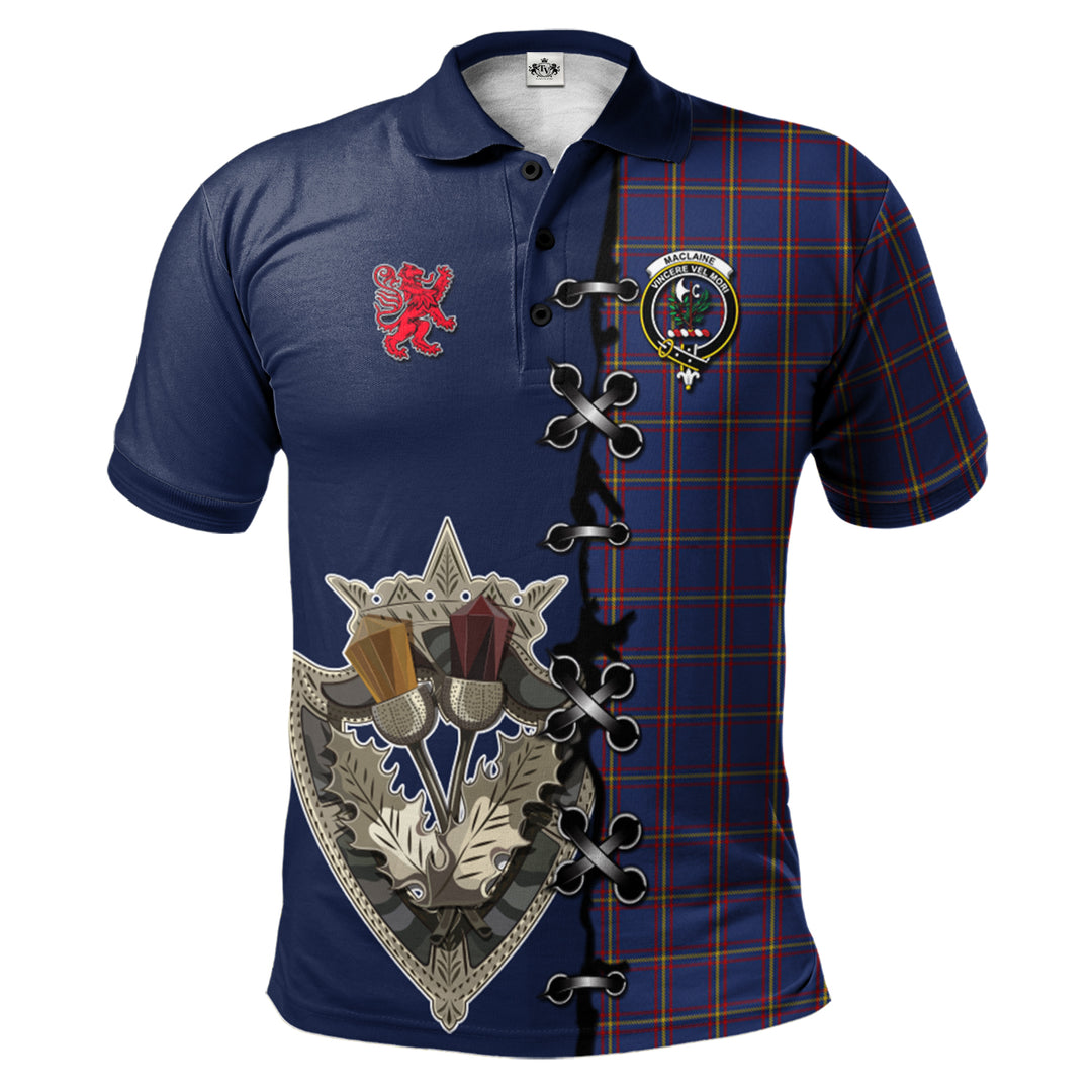Clan MacLaine of Lochbuie Tartan Polo Shirt - Lion Rampant And Celtic Thistle Style FW18 MacLaine of Lochbuie Tartan Tartan Polo   