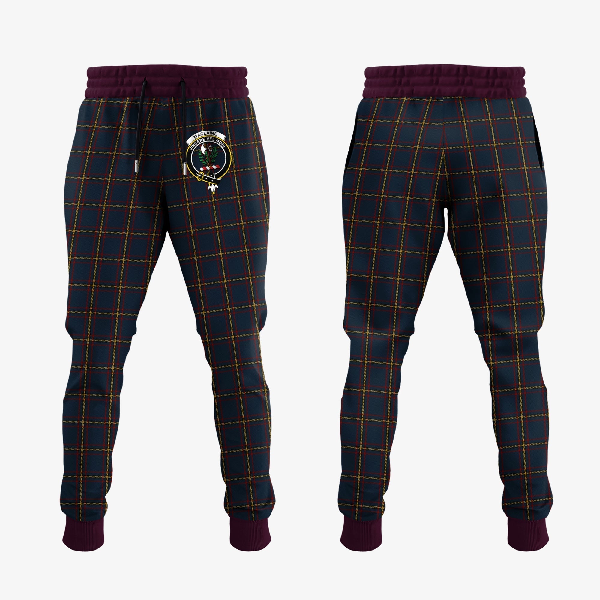 Clan MacLaine Of Lochbuie Hunting Tartan Crest Jogger Sweatpants CT65  Tartan Today   