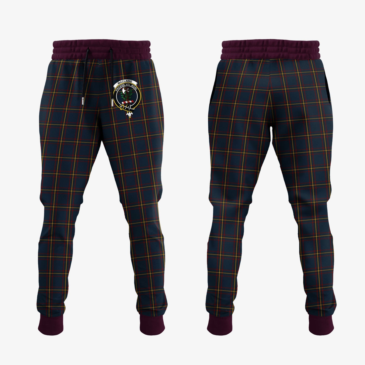 Clan MacLaine Of Lochbuie Hunting Tartan Crest Jogger Sweatpants CT65  Tartan Today   