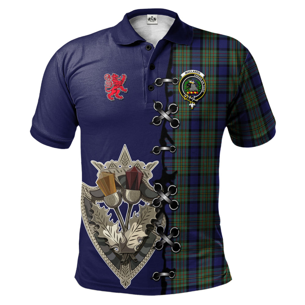 Clan MacLaren Tartan Polo Shirt - Lion Rampant And Celtic Thistle Style GW20 MacLaren Tartan Tartan Polo   