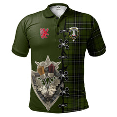 Clan MacLean Hunting Tartan Polo Shirt - Lion Rampant And Celtic Thistle Style JR97 MacLean Hunting Tartan Tartan Polo   