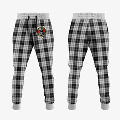 Clan MacLeod Black And White Tartan Crest Jogger Sweatpants AX17  Tartan Today   