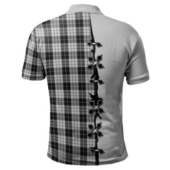 Clan MacLeod Black And White Tartan Polo Shirt - Lion Rampant And Celtic Thistle Style QU21 MacLeod Black And White Tartan Tartan Polo   