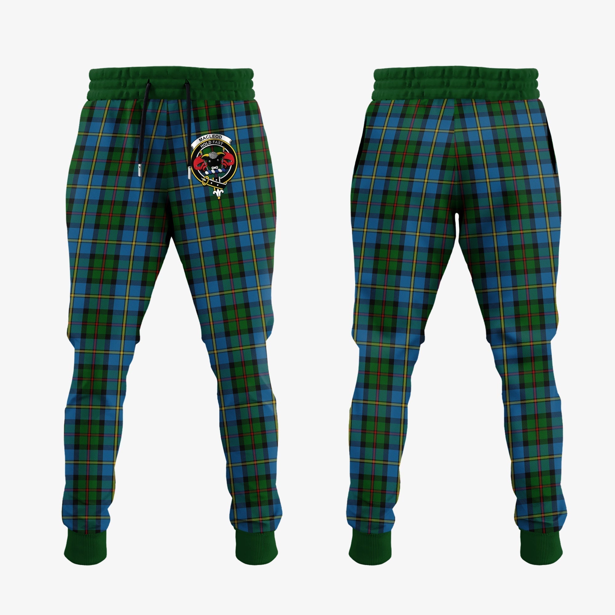Clan MacLeod Green Tartan Crest Jogger Sweatpants KI60  Tartan Today   