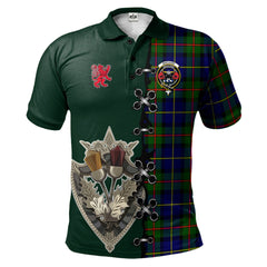 Clan MacLeod of Harris Modern Tartan Polo Shirt - Lion Rampant And Celtic Thistle Style RG92 MacLeod of Harris Modern Tartan Tartan Polo   