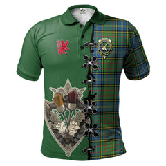 Clan MacMillan Hunting Ancient Tartan Polo Shirt - Lion Rampant And Celtic Thistle Style PC14 MacMillan Hunting Ancient Tartan Tartan Polo   