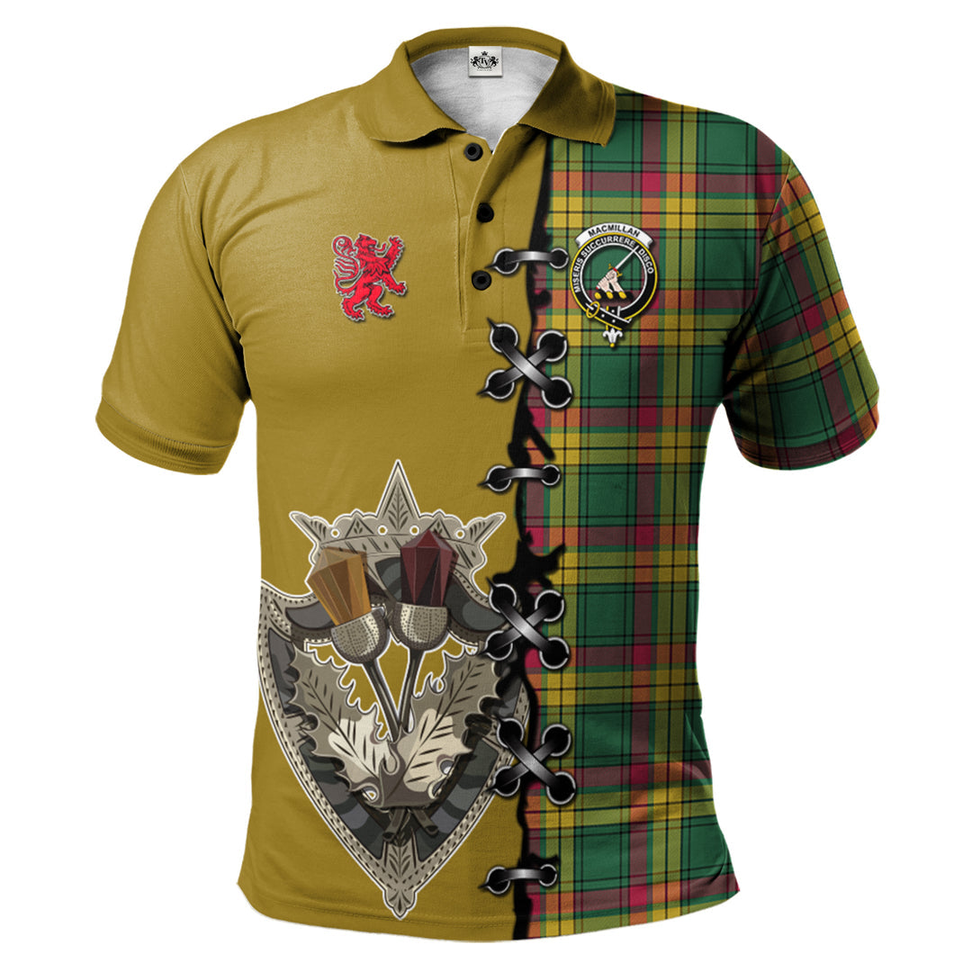 Clan MacMillan Old Ancient Tartan Polo Shirt - Lion Rampant And Celtic Thistle Style KE63 MacMillan Old Ancient Tartan Tartan Polo   