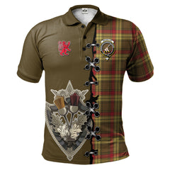 Clan MacMillan Old Weathered Tartan Polo Shirt - Lion Rampant And Celtic Thistle Style BG65 MacMillan Old Weathered Tartan Tartan Polo   