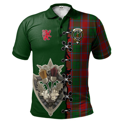 Clan MacPhail Blue Bands Tartan Polo Shirt - Lion Rampant And Celtic Thistle Style