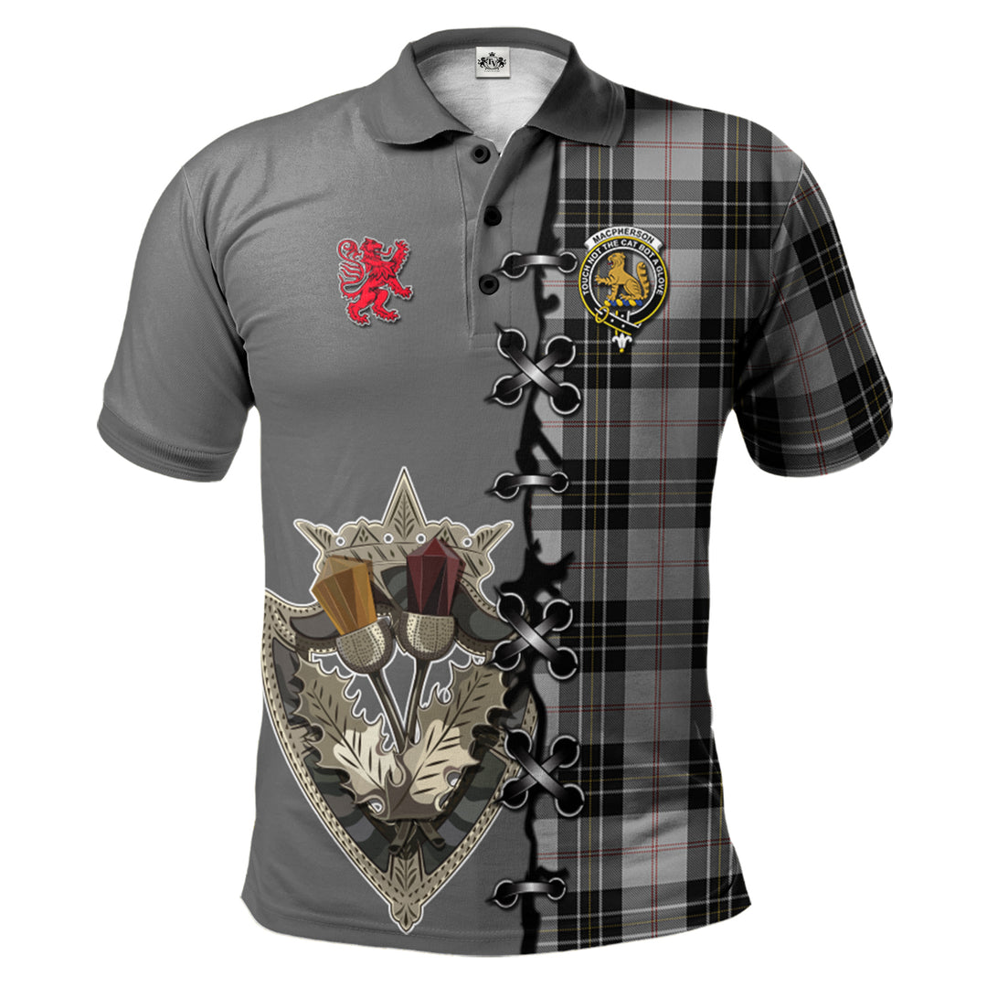 Clan MacPherson Dress Tartan Polo Shirt - Lion Rampant And Celtic Thistle Style LZ71 MacPherson Dress Tartan Tartan Polo   