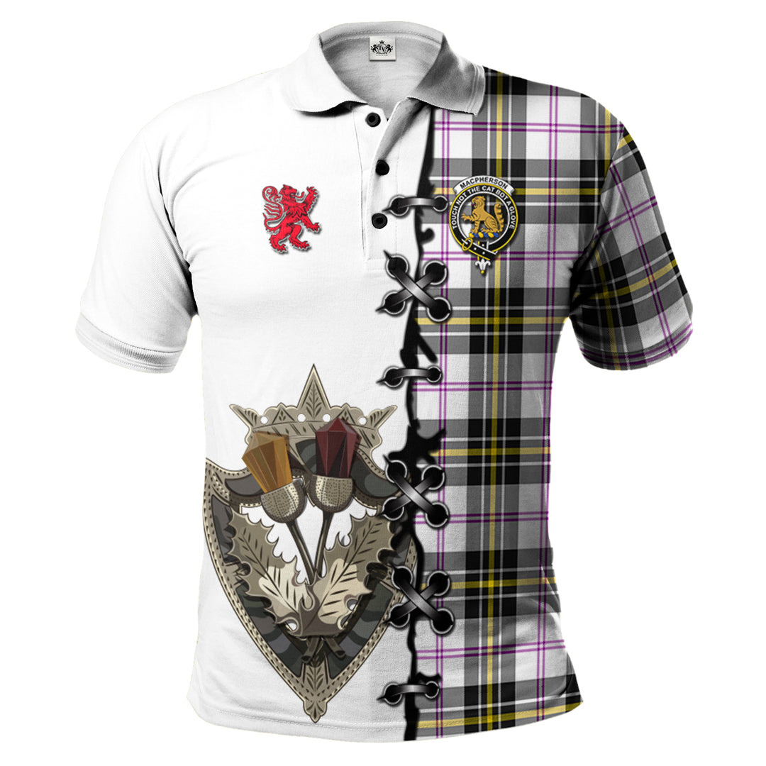 Clan MacPherson Dress Modern Tartan Polo Shirt - Lion Rampant And Celtic Thistle Style YG74 MacPherson Dress Modern Tartan Tartan Polo   